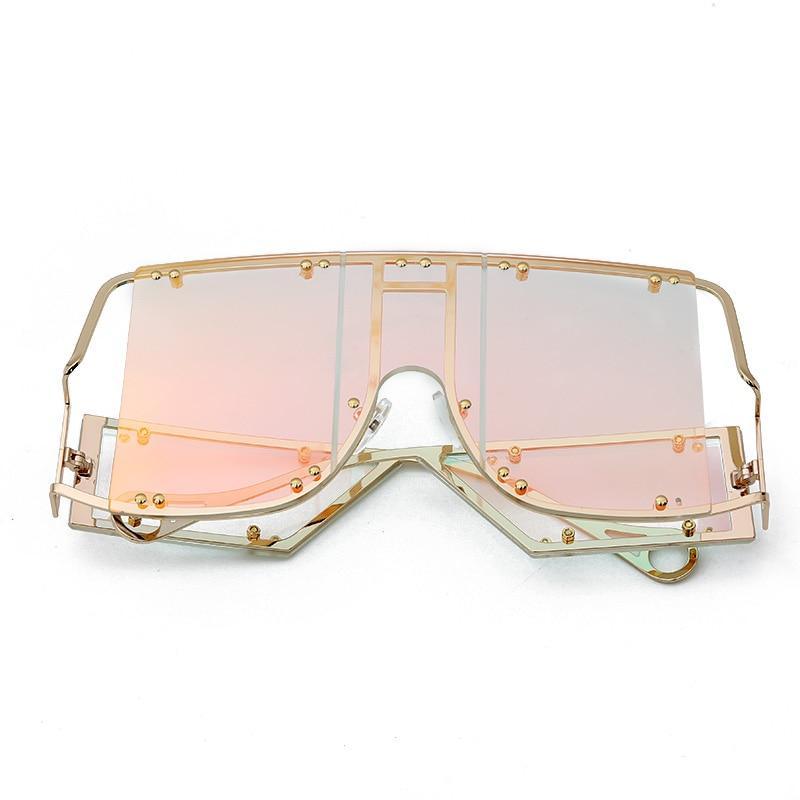 Luxury Modern NEW Fashion Square  Oversized and Big Frame Woman and Ladies SunglasseBrand Metal Rivet Trend Unique Female Eyewear Wth UV 400 Protection - SJB-DIAMOND ELITES