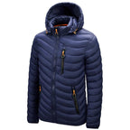 Men's Autumn Winter Classic Hooded Jacket Warm Coat Hooded Winter Coat Warm Adjustable Hood Jacket Cotton Removable Hood Jackets Men Simple Casual Vintage Detachable Hat Outfits Warm Men Lightweight Soft Jackets Stevvex