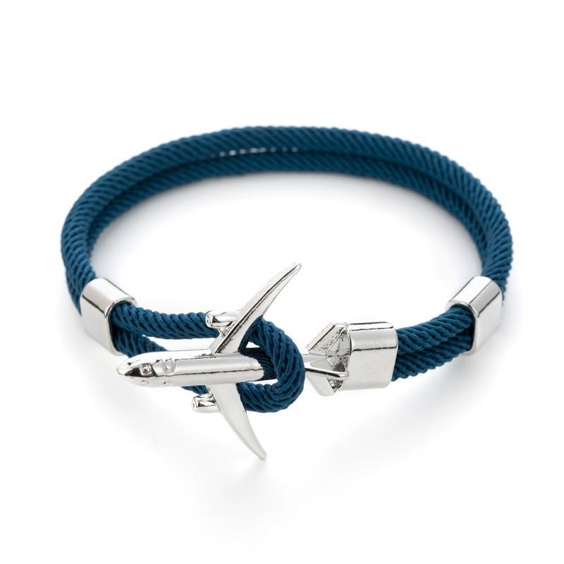 Modern Fashion Airplane Anchor Bracelets Men Charm Rope Chain Paracord Bracelet Women Male Air Force Style Wrap Metal Sport Hook Gift - SJB-DIAMOND ELITES
