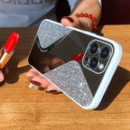 Women Luxurious Glitter Makeup Mirror Phone Case For iPhone 12 11 Pro MAX X XS XR 8 7 Plus Luxury Silicone Shockproof Cover Fixed Non Moving Sparkling Shining Glitter Stars Soft Silicone Case Stevvex