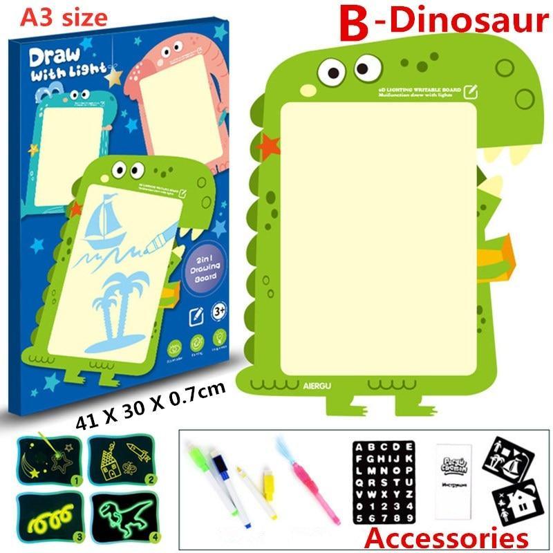 Educational Toy Drawing Board Tablet Graffiti 1pc A4 A3 Led Luminous Magic Raw With Light-fun - SJB-DIAMOND ELITES