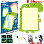 Educational Toy Drawing Board Tablet Graffiti 1pc A4 A3 Led Luminous Magic Raw With Light-fun - SJB-DIAMOND ELITES