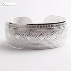 Big Elegant Luxury Amazing Classic Fashion Flower Metal Tibetan Indian Silver Vintage Retro Fashion Cuff Bracelet Bangle For Woman With Details of Animals - SJB-DIAMOND ELITES