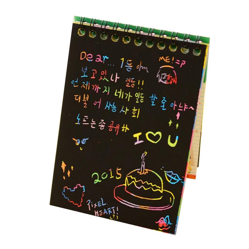 Magic Book Colorful Dazzle Scratch Note Sketchbook Paper Graffiti Coils Drawing Book Children Education Book - SJB-DIAMOND ELITES