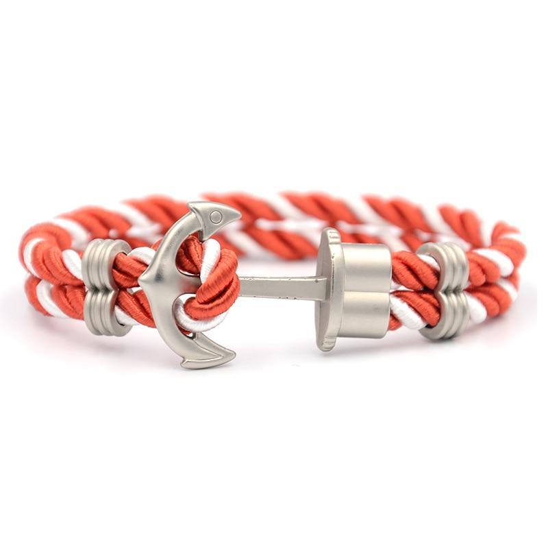 Luxury Modern Handmade Stainless Stell Men Anchor Bracelet made of Nylon in Navy Blue Color For Man - SJB-DIAMOND ELITES