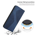 Luxury Blue Flip Wallet Case For iPhone 14 13 12 Mini Plus 11 Pro Magnetic Cards Phone Cover Magnetic PU Leather Phone Case Classic S-shaped Simple Flip Wallet Cover Stevvex