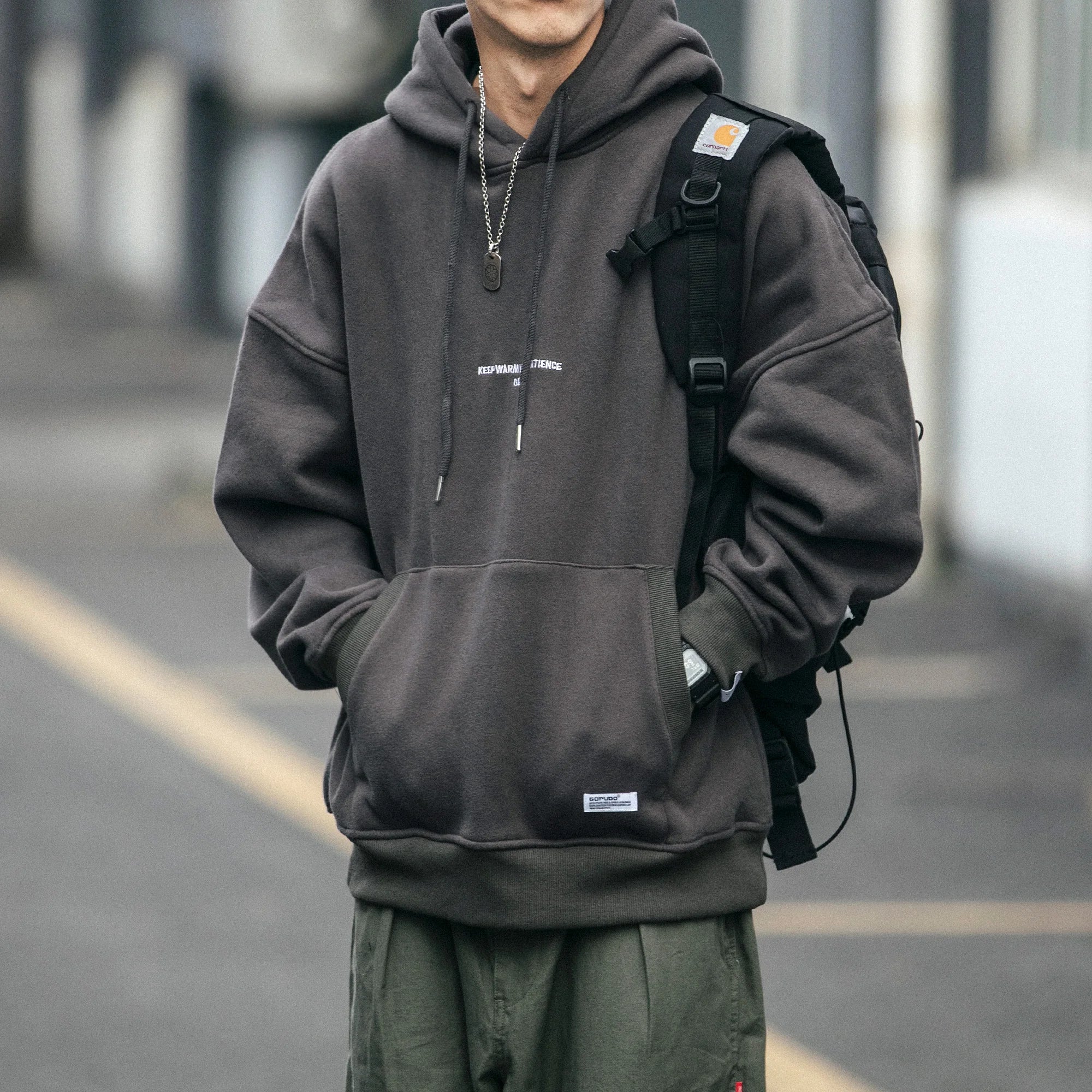 Plus Size Harajuku High Quality Thin Fleece Hoodie Japanese Streetwear Hip Hop Sweatshirt Men Clothing Korean Couple Pullover Pi-Mart