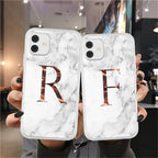 White A-Z Marble Texture Phone Cover For Iphone 12 Mini Soft Silicone Back Case Solid Name Phone Case Luxury Screen Camera Protection Shockproof Soft Cover Stevvex