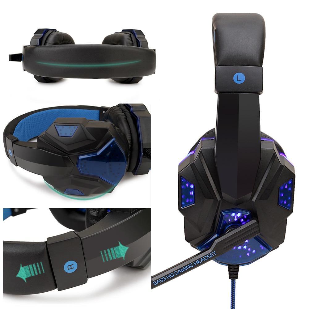 Professional Led Light Gaming Headphones for Computer Adjustable Bass Stereo PC Gamer Over Ear Wired Headset With Mic - SJB-DIAMOND ELITES