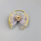 Luxury Modern Pearl Handmade Baby Girls Bowknot Crown Headband Lace Elastic Hair Band Bow For Girls Baby