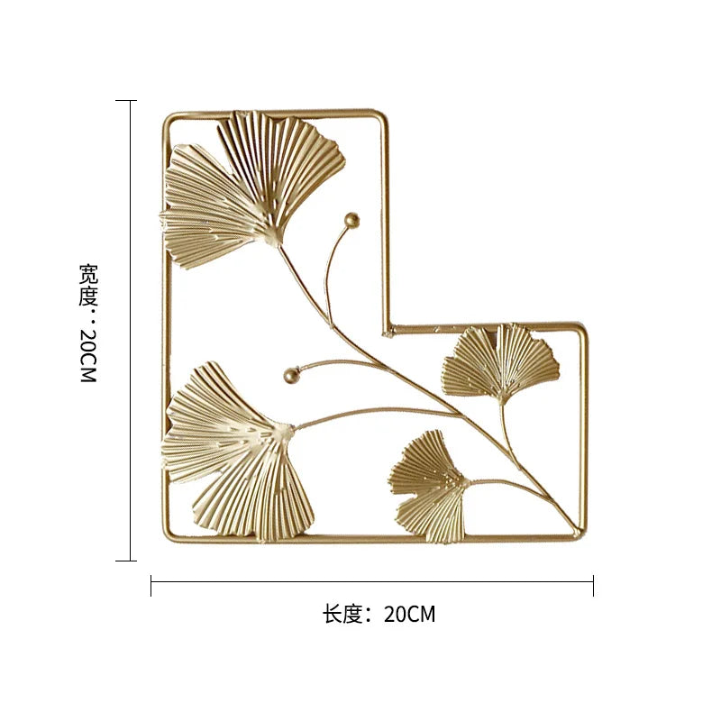 Ginkgo Leaf Metal Wall Decor Pendants Wrought Iron Wall Hanging Ornament Retro Nordic Room Decor Home Decoration Accessories Pi-Mart