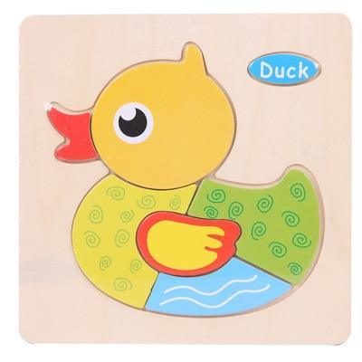 Baby Toys Wooden 3D Puzzle Cartoon Animal Intelligence Kids Educational Brain Teaser Children Tangram Shapes Learning - SJB-DIAMOND ELITES