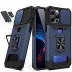 Slide Camera Cover Kickstand Card Wallet Case for iPhone11 X XS 8  Shockproof Protective Phone Case  Wallet Case for iPhone With Sliding Camera Case With Kickstand Magnetic Adjustable Ring Holder Stevvex