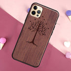 Vintage Tree Flower Bamboo Wood Case For iPhone Pro Max 12 13 min SE For iPhone 13 Shockproof Wooden Texture Protective Cover Unique & Classy Wooden Case Stevvex