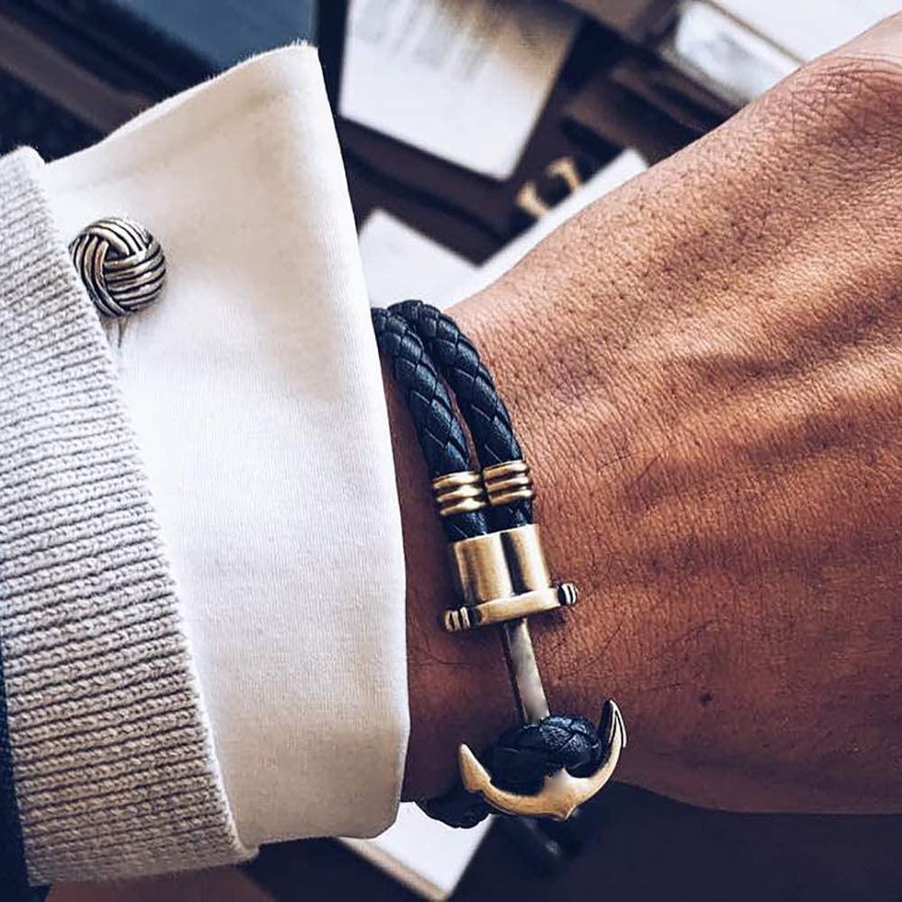 Luxury Modern Handmade Stainless Stell Men Anchor Bracelet made of Nylon in Navy Blue Color For Man - SJB-DIAMOND ELITES