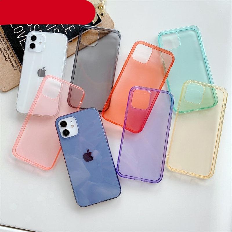 Shockproof Bumper Cover Anti-Scratch Protective Slim Thin Phone Case for iPhone Candy Color Transparent Silicone Phone Case For iPhone 14 12 13 Mini 14 Pro Max Clear Soft Cover Stevvex