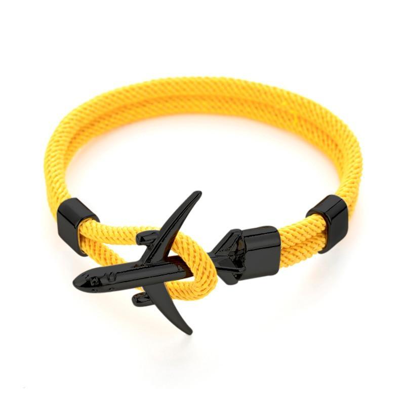 Modern Fashion Airplane Anchor Bracelets Men Charm Rope Chain Paracord Bracelet Women Male Air Force Style Wrap Metal Sport Hook Gift - SJB-DIAMOND ELITES
