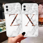 White A-Z Marble Texture Phone Cover For Iphone 12 Mini Soft Silicone Back Case Solid Name Phone Case Luxury Screen Camera Protection Shockproof Soft Cover Stevvex