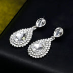 TREAZY Fashion Crystal Wedding Drop Earrings for Women Silver Color Bridal Dangle Earrings Brides Gifts Birthday Party Jewelry