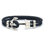 Luxury Modern Handmade Stainless Stell Men Anchor Bracelet made of Nylon in Navy Blue Color For Man - SJB-DIAMOND ELITES