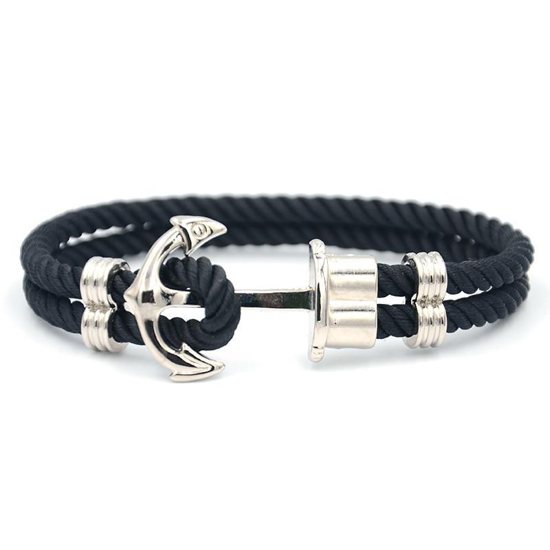 Luxury Modern Handmade Stainless Stell Men Anchor Bracelet made of Nylon in Navy Blue Color For Man - SJB-DIAMOND ELITES