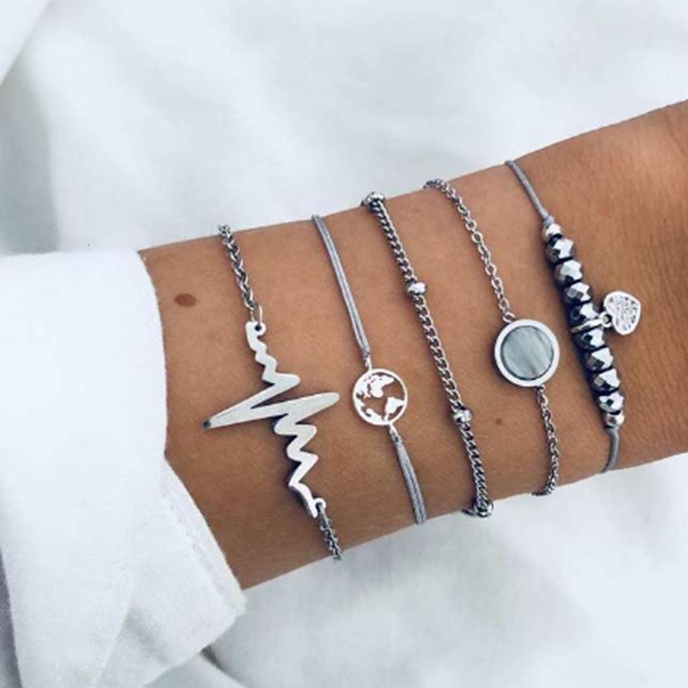 Fashion Bohemia Leaf Round Knot Cuff Bangle Gold Chain Charm Bracelet  for Women Simple Geometric Bracelets Luxury Jewelry - SJB-DIAMOND ELITES