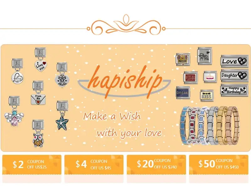 Hapiship 2023 Fashion Charm Italian Links Flower Flower Bee Tent Fit 9mm Bracelet Stainless Steel Making DIY Jewelry DJ661-C