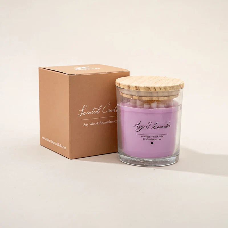 AIKUN 8CM*9CM Natural Purple Soybean Scented Candle Adorned with White Daisy Flowers Aromatherapy Home Decor Eco-Friendly Gift