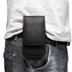 Universal Leather Case for iPhone Mens PU Leather Vertical Case with Belt Clip for iPhone Waist Pack Belt Clip Bag for 3.5-6.3" Mobile Phone Pouch Phone Cover Stevvex