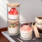 AIKUN 8 * 9cm Pink Succulent Glass Aromatherapy Scented Candle with Wooden Cover and Packaging Box in Stock Shipped From the USA Lootquake LLC