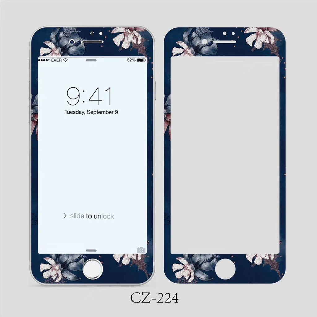 3D Curved Edge Tempered Glass for iPhone 6 6s 7 8 Plus Fashion Flowers Pattern Screen Protector Protective Film Tempered Glass Screen Protector Designed for iPhone Stevvex