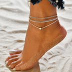 Gold Metal Shell Coconut Tree Female Anklets Barefoot Sandals Foot Summer Double Layers  Foot  Bracelets Leg Jewelry - SJB-DIAMOND ELITES