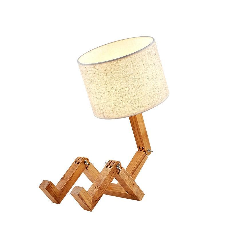 New Modern Luxury and Retro STEVVEX Wood Robot Shape Folding Table Lamp Creative European Fashion Bedroom Study Bedroom Bedside Linen Lamp Shade Table Lamp - SJB-DIAMOND ELITES