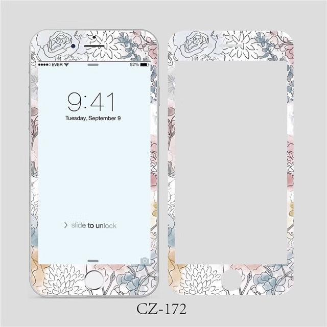 3D Curved Edge Tempered Glass for iPhone 6 6s 7 8 Plus Fashion Flowers Pattern Screen Protector Protective Film Tempered Glass Screen Protector Designed for iPhone Stevvex