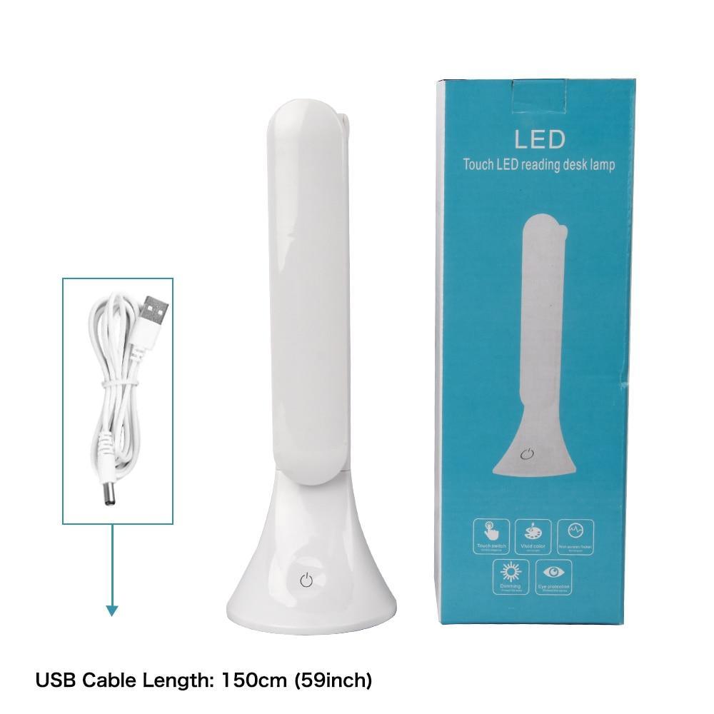 STEVVEX LED Touch Table Lamp Foldable USB Powered Dimming Desk Lamp LED With Eye Protection Reading Light Student Working Desk Light Lamp (White) - SJB-DIAMOND ELITES