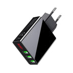 3 Port USB Phone Charger LED Display EU Plug Total Max 3A Smart Fast Charger Mobile Wall Charger For Smartphones