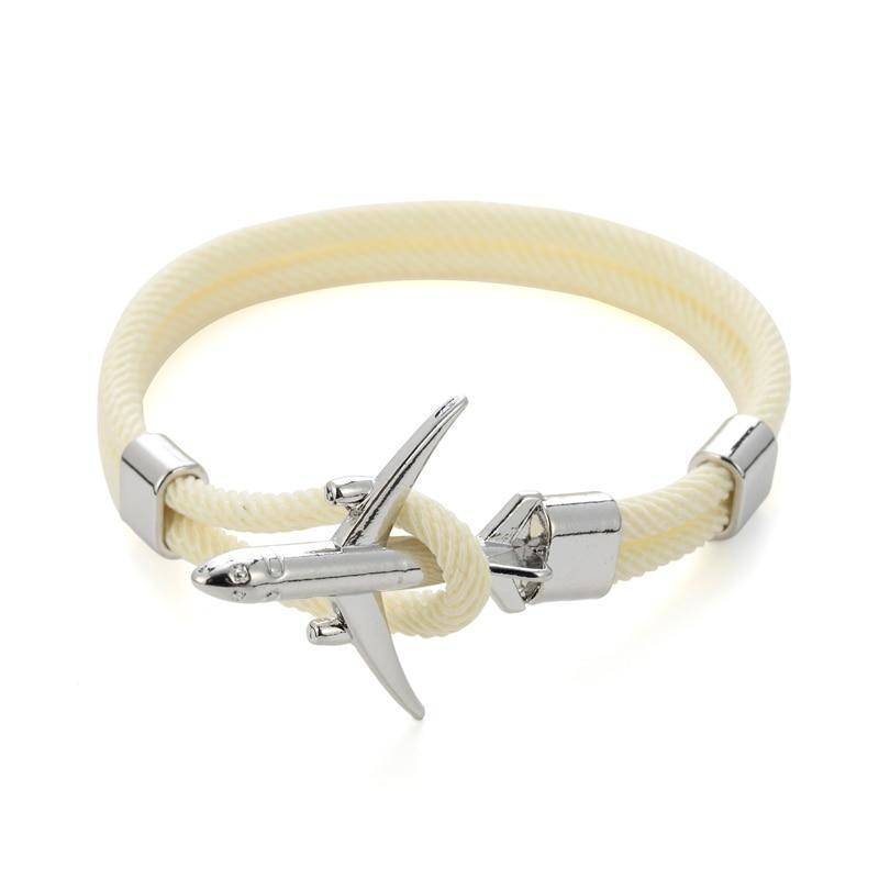 Modern Fashion Airplane Anchor Bracelets Men Charm Rope Chain Paracord Bracelet Women Male Air Force Style Wrap Metal Sport Hook Gift - SJB-DIAMOND ELITES