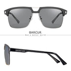 BARCUR Polarized Men’s Sunglasses – Fashionable Square Stainless Steel Frame UV400 Protection Anti-Reflective Outdoor Sports & Driving Eyewear – Original Design Casual Style with Premium Polycarbonate Lenses