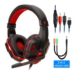 Professional Led Light Gaming Headphones for Computer Adjustable Bass Stereo PC Gamer Over Ear Wired Headset With Mic - SJB-DIAMOND ELITES