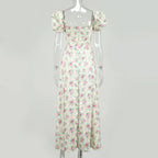 Summer Women Puff Sleeve Floral Printed Dress,Long Dresses,Woman Clothing,Dress Women,Women's Elegant Dresses,Sexy Costume Women
