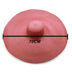 Women Oversized Foldable Summer Large Wide Hat Beach Straw Hat Cute Sun Cap Retro Foldable Handmade Big Hats Ladies UV Protection Hat Vintage Summer Sun Beach Hats Stevvex