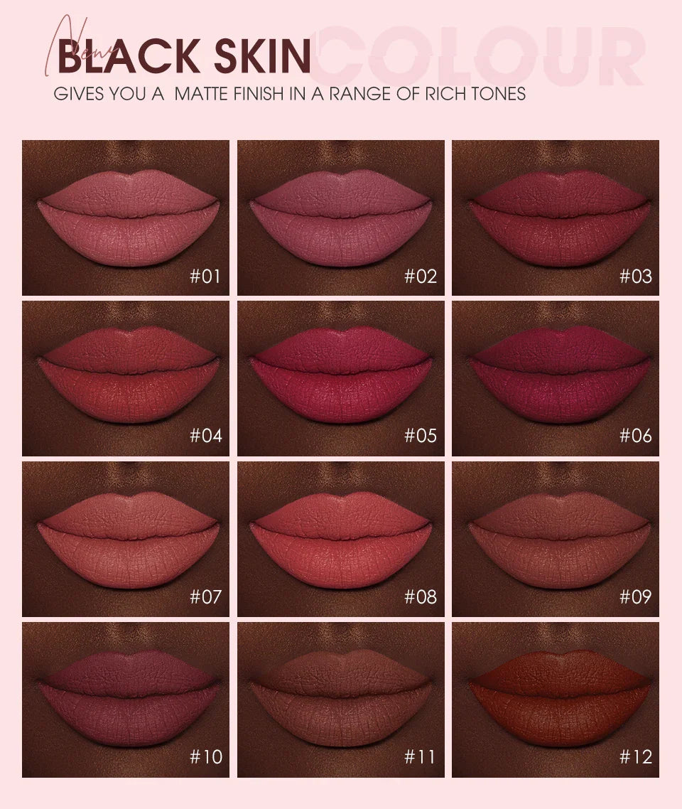 O.TWO.O 12 Color Liquid Lipstick Matte Finish Sexy Silky Lip Gloss Waterproof Kiss-proof Lasting Lip Glaze Lip Tint Cosmetics Lootquake LLC