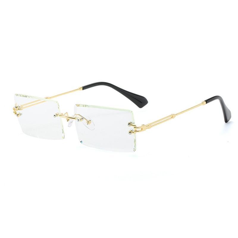 Fashion Rimless  Women Trendy Small Rectangle Sunglasses With High Quality metal frame And UV400 Protection - SJB-DIAMOND ELITES