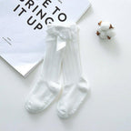 Baby Girls Big Bow 100% Cotton Knee High Long Soft Cotton Lace Baby Socks Bowknot Socks