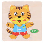 Baby Toys Wooden 3D Puzzle Cartoon Animal Intelligence Kids Educational Brain Teaser Children Tangram Shapes Learning - SJB-DIAMOND ELITES