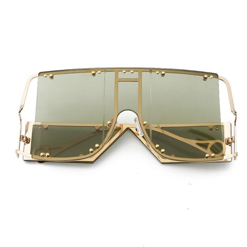 Luxury Modern NEW Fashion Square  Oversized and Big Frame Woman and Ladies SunglasseBrand Metal Rivet Trend Unique Female Eyewear Wth UV 400 Protection - SJB-DIAMOND ELITES