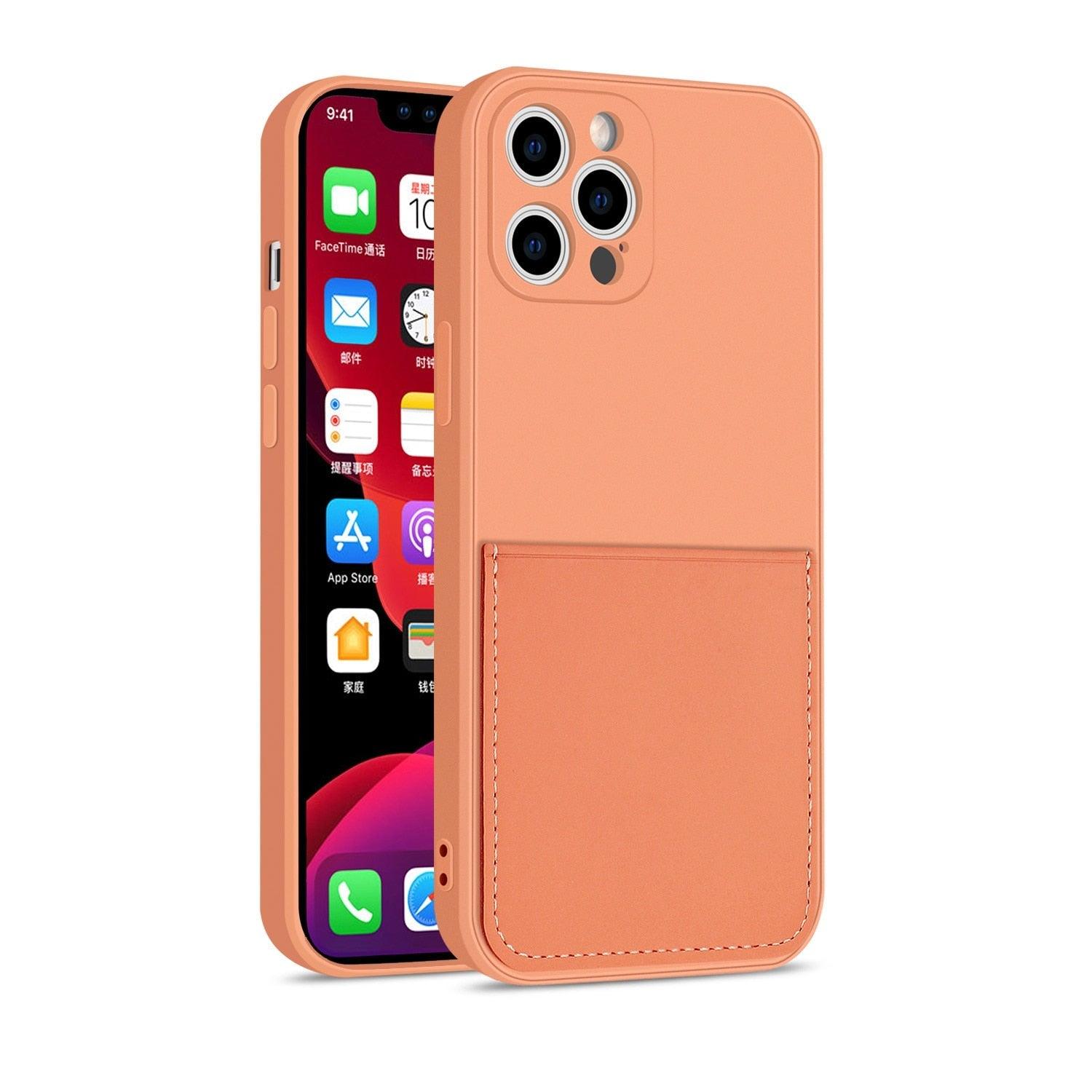 Simple Wallet Case For iphone Silicone Case For iphone 13 12 11 Pro Max Mini With Card Holder Cover Classic Silicone Full Protection Anti-Scratch Shockproof Case Stevvex