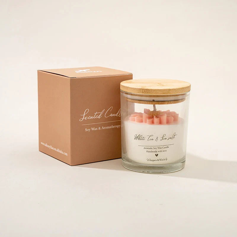 AIKUN Long-Lasting Aromatherapy Soy Wax Daisy Glass Jar Scented Candle with Essential Oils for Home Decor Gift Set Lootquake LLC