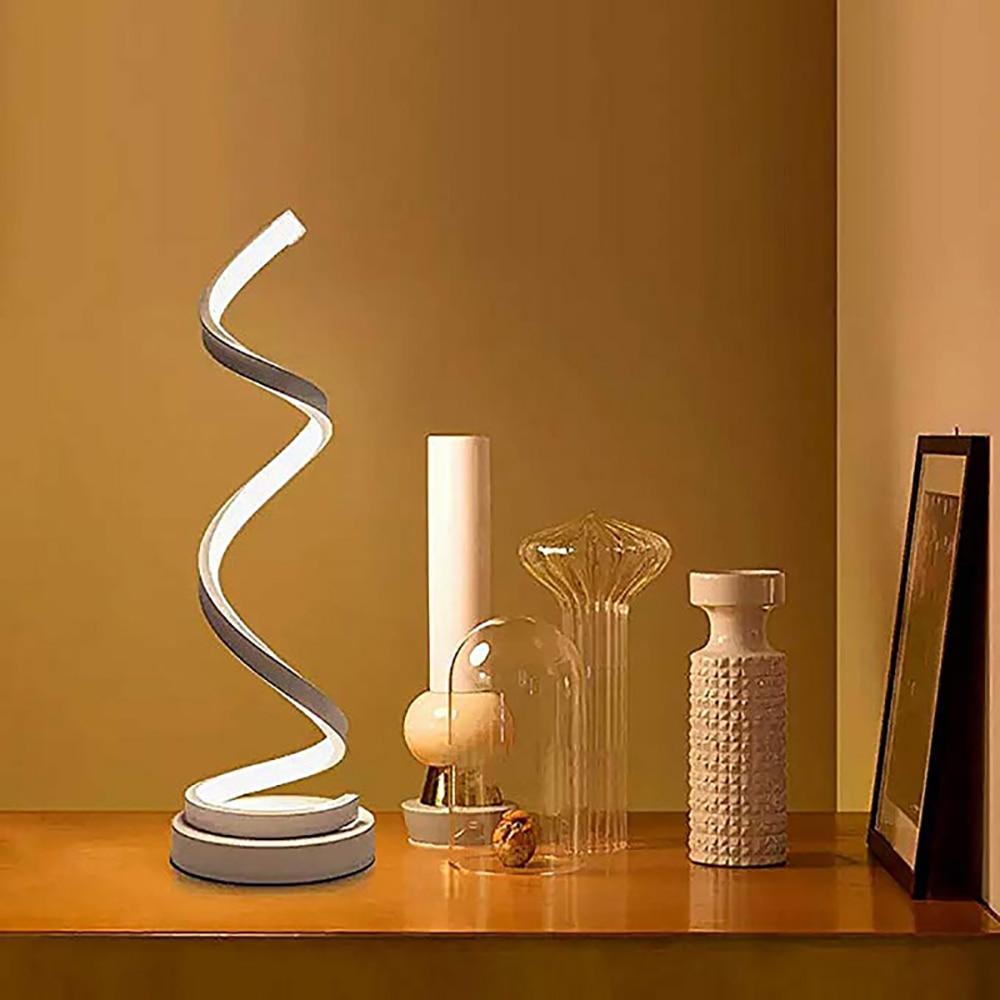 LED Spiral Table Lamp Modern Curved Desk Bedside Lamp Dim able Warm White Light For Living Room And Bedroom - SJB-DIAMOND ELITES