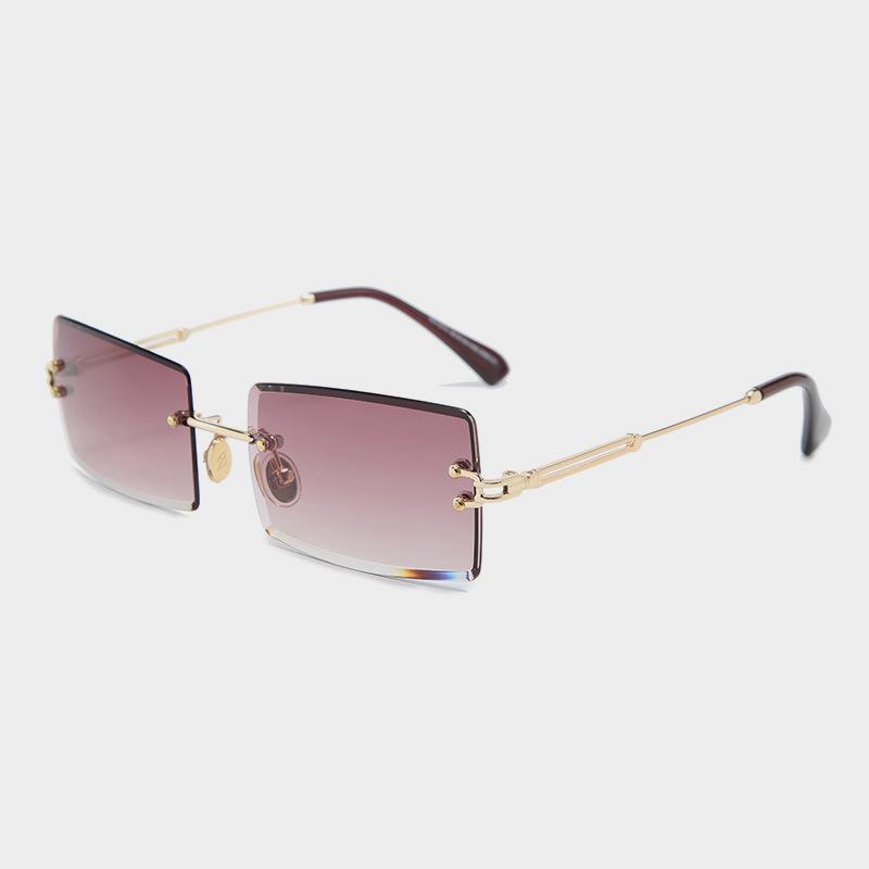 Fashion Rimless  Women Trendy Small Rectangle Sunglasses With High Quality metal frame And UV400 Protection - SJB-DIAMOND ELITES